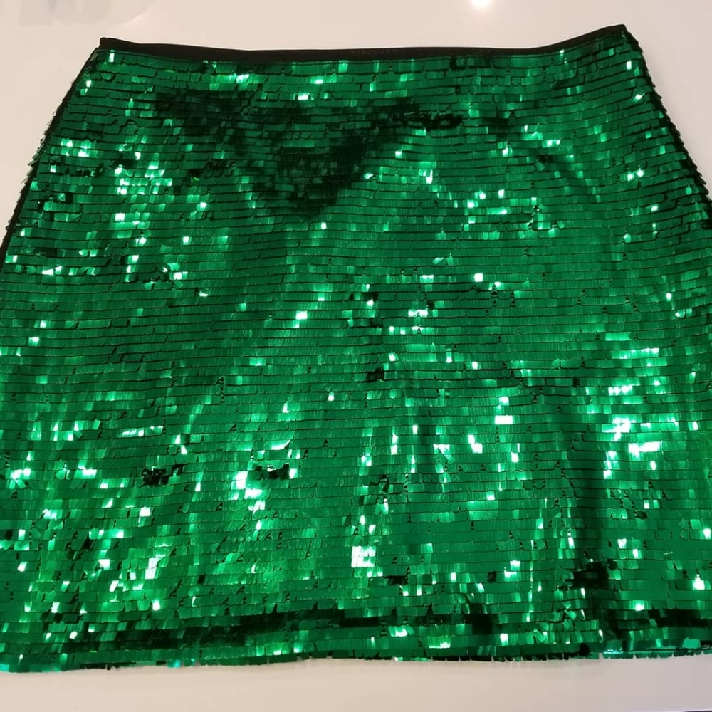 H&M Green Mirror Sequin Skirt